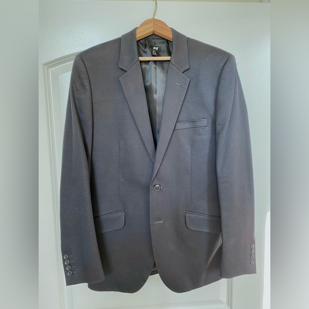 H&M Men's Slim Fit Black Patterned Suit Jacket Blazer Size 38R